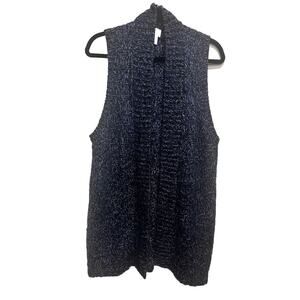 Chicos Women’s Sleeveless Open Knit Long Cardigan Sweater Size 2 Large Blue